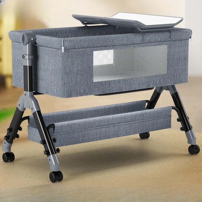 Baby Nursery Trolley - Bewegliches Spleißbett, faltbare multifunktionale Wiege, sicher