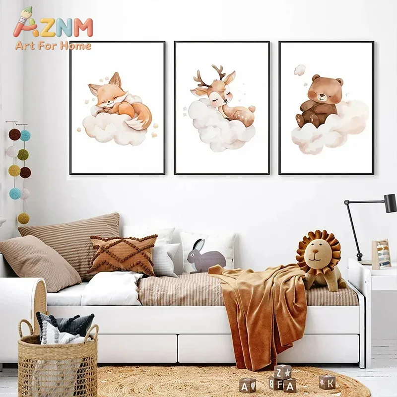 AZNM Aquarell-Schlaf-Waldtier- – Baby Nursery Frames Bewertung und Preis