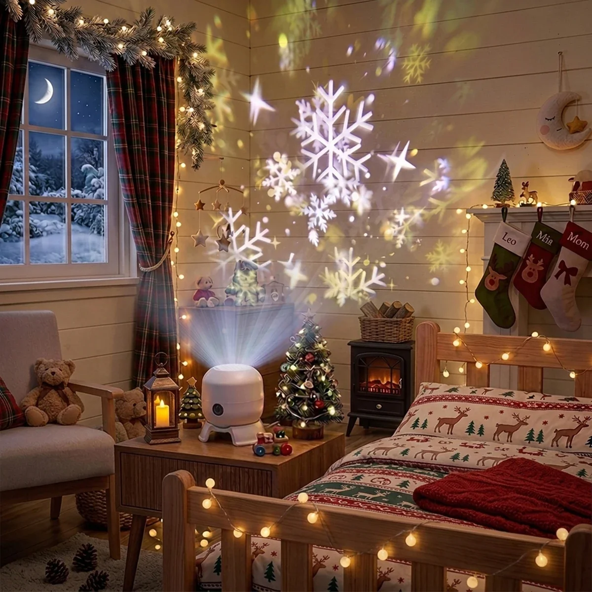 LED Rotierender Schneeflocken- – Baby Nursery Wall Lights Bewertung und Preis